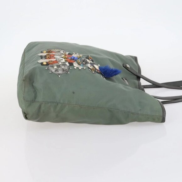 PRADA Shoulder Bag Nylon Leather 2 Set Khaki Black Auth gh1001 - Picture 8 of 16